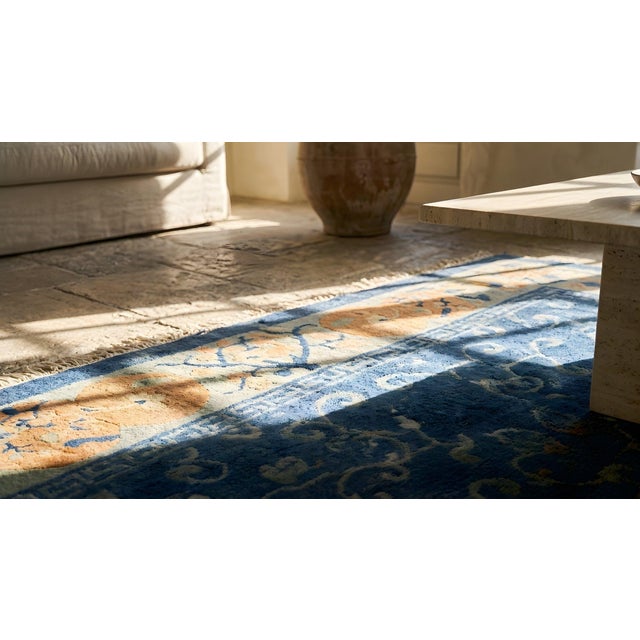 Royal Blue Antique Chinese Silk Rug For Sale - Image 8 of 8
