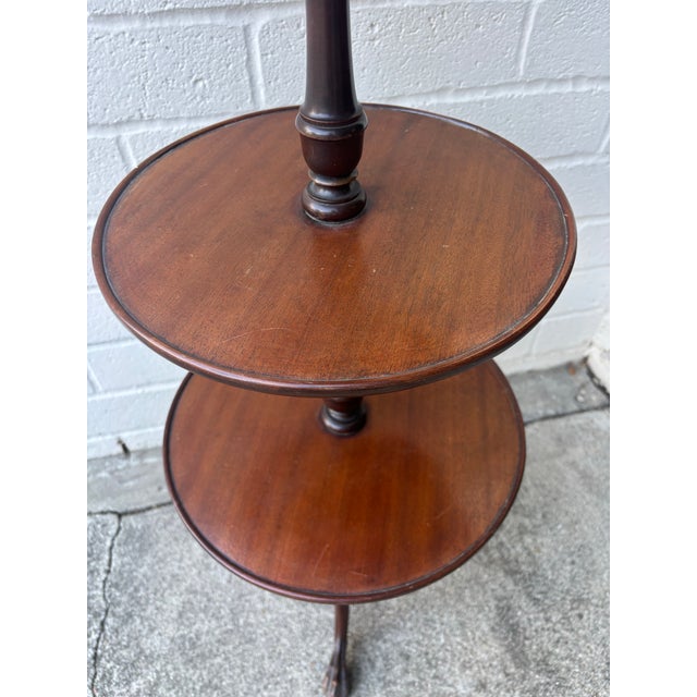 Wood Antique English Claw Foot Mahogany Dumb Waiter With Three Tiers For Sale - Image 7 of 9