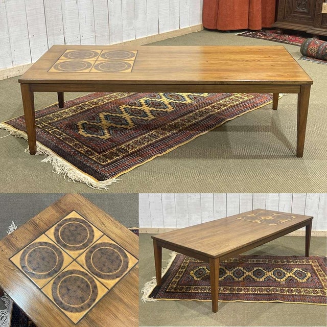1970s English Coffee Table in Rosewood with Tiled Top, 1970s For Sale - Image 5 of 6