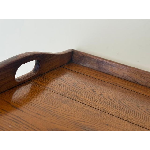 Large German Arts and Crafts Handcrafted Oak Serving Tray, 1920s For Sale - Image 17 of 18