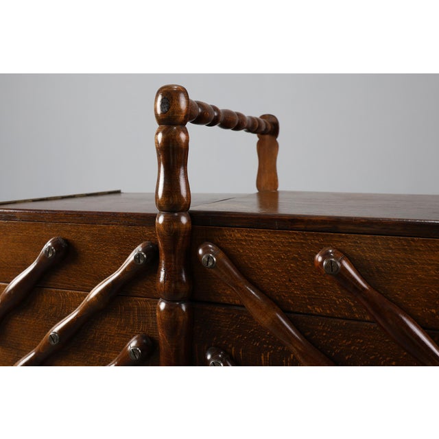 1920s French Wooden Sewing Box with Cantilever Design, 1920s For Sale - Image 5 of 13