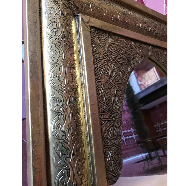 Vintage Andalusian-Inspired Brass Framed Wall Mirror For Sale - Image 4 of 8