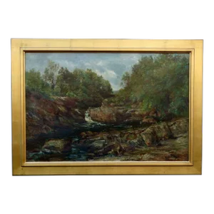 'A Rocky River' Oil Painting Sebastopol Samuel Holland (Fl.1877 - 1911)
