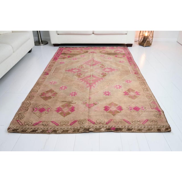 Tan Vintage Anatolian Wool Area Kilim For Sale - Image 8 of 10
