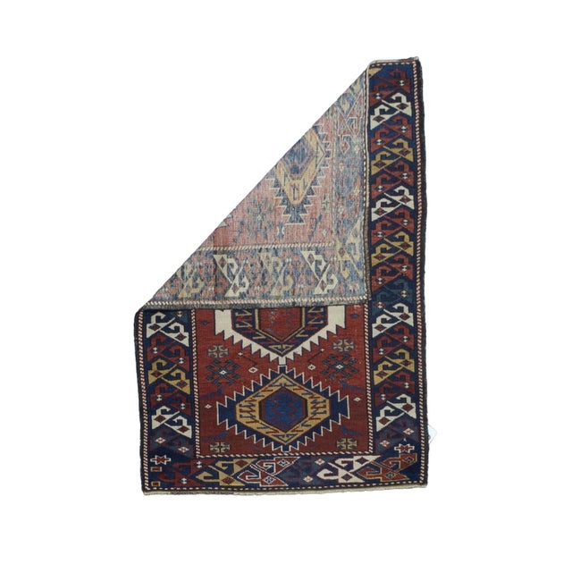 Fine Antique Kuba Wool Rug 2’3” x 3’3”. Azeri Turks inhabit the Kuba area of the central west Caspian Caucasus and weave a...