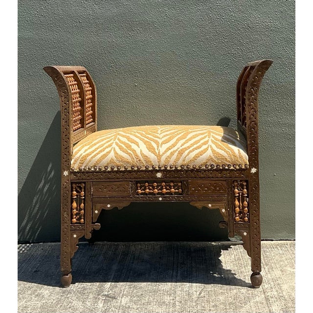 Vintage Moroccan Inlay Bench For Sale - Image 10 of 12
