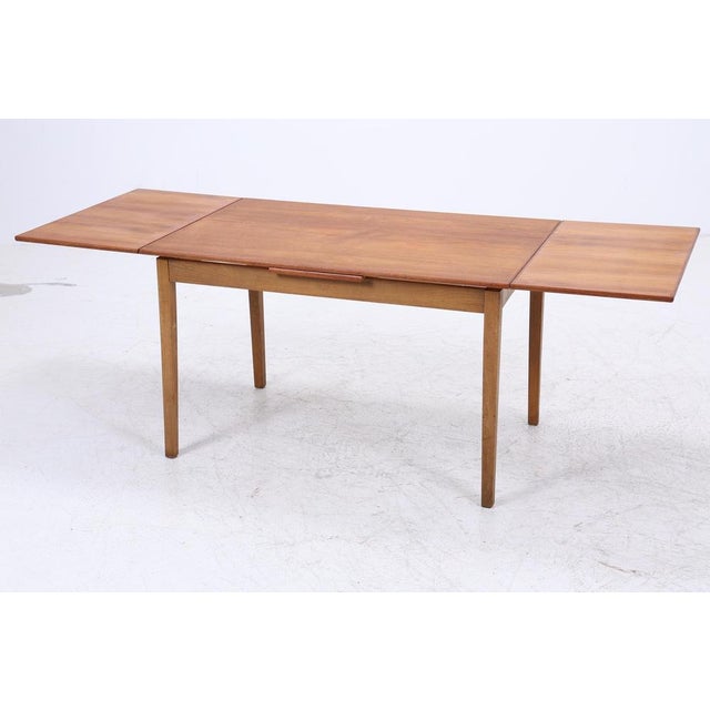 1960s Vintage Teak Dining Table with Two Extension Leaves, 1960s For Sale - Image 5 of 14
