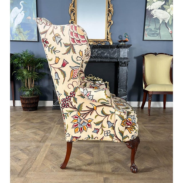 1990s Southwood Crewel Wingback Chair For Sale - Image 9 of 11