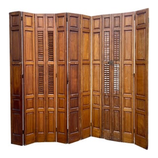 Antique Arts and Crafts Hinged Room Divider With Shutters/Slats. For Sale