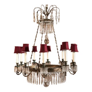 Antique Bronze Crystal Chandelier For Sale