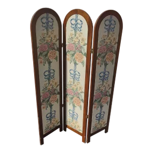 Mid 20th Century Vintage Embroidered Privacy 3-Panel Screen