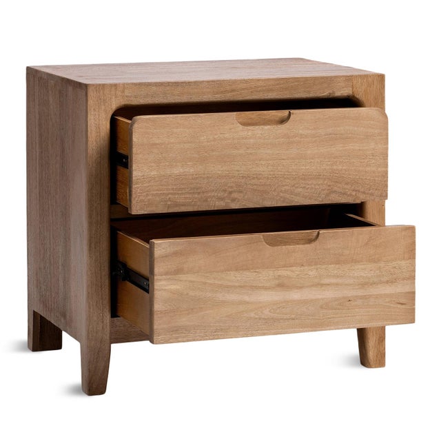 Contemporary Riley Natural Wood Contemporary Two-Drawer Nightstand For Sale - Image 3 of 8
