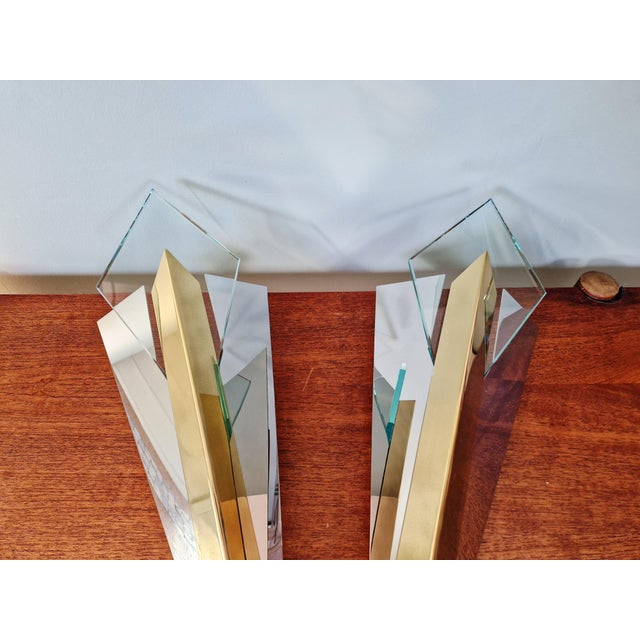 Large Triangular Wall Sconces in Brass and Chrome by J. T. Kalmar for J.T. Kalmar, 1970s, Set of 2 For Sale - Image 10 of 18