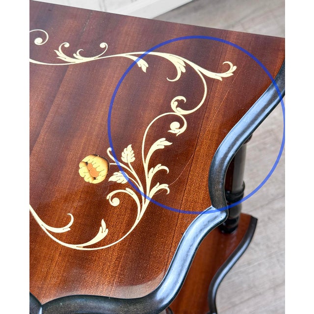 Vintage Italian Rococo Marquetry Fruitwood Console Hall Table For Sale - Image 10 of 12