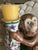 Ceramic Antique Pair of Early Export Chinoiserie Ceramic Monkey Vase/Candlestick Holders For Sale - Image 7 of 12