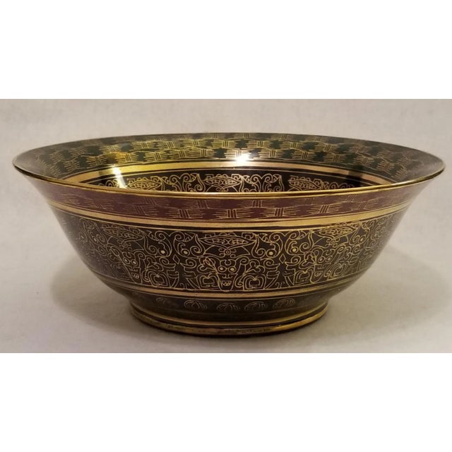 Metal Andrea Sadek Red Green Gold and Black Bowl For Sale - Image 7 of 7