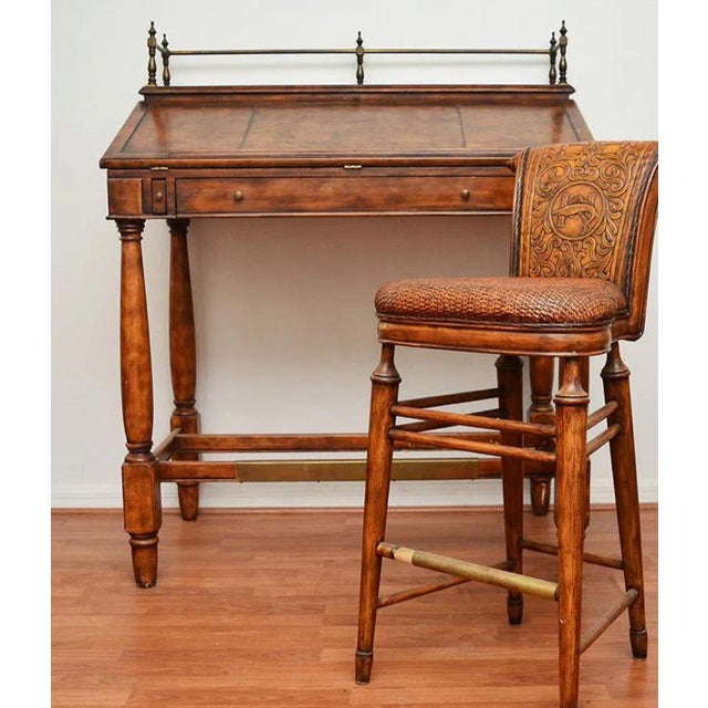 Ernest Hemingway Collection by Thomasville Stand Desk. Plantation style high slant front desk with brass gallery. Slant...
