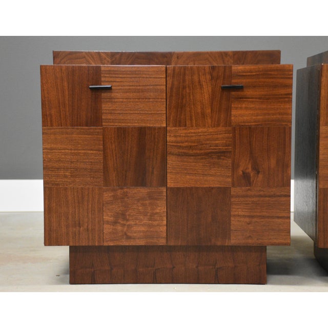 Wood 1970s Refinished Walnut Brutalist Nightstands - A Pair For Sale - Image 7 of 10