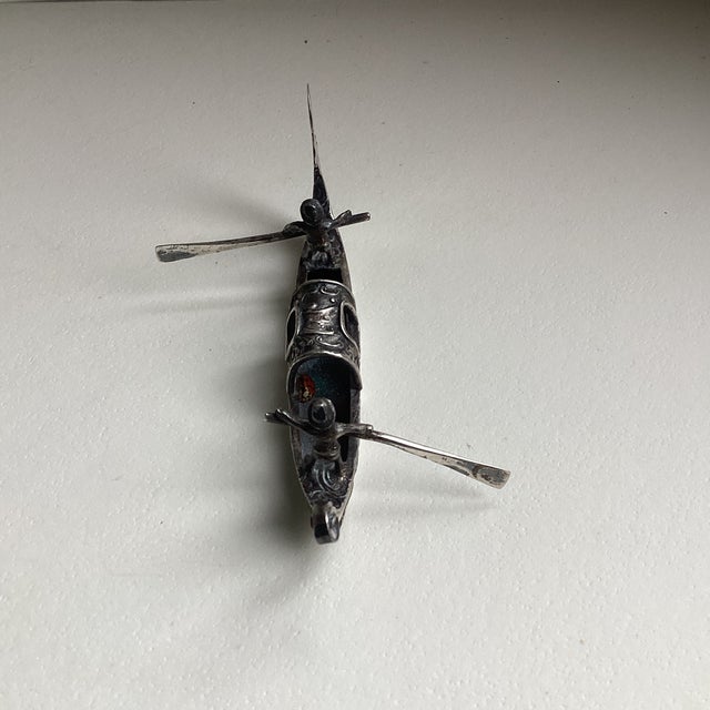 Figurative Antique Silver Venetian Miniature Gondola Figurine For Sale - Image 3 of 6
