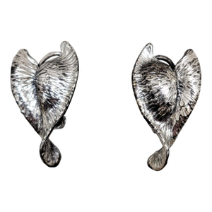 Vintage 1950s Signed Napier Silvertone Ivy Leaf Clip Earrings-2 Pieces