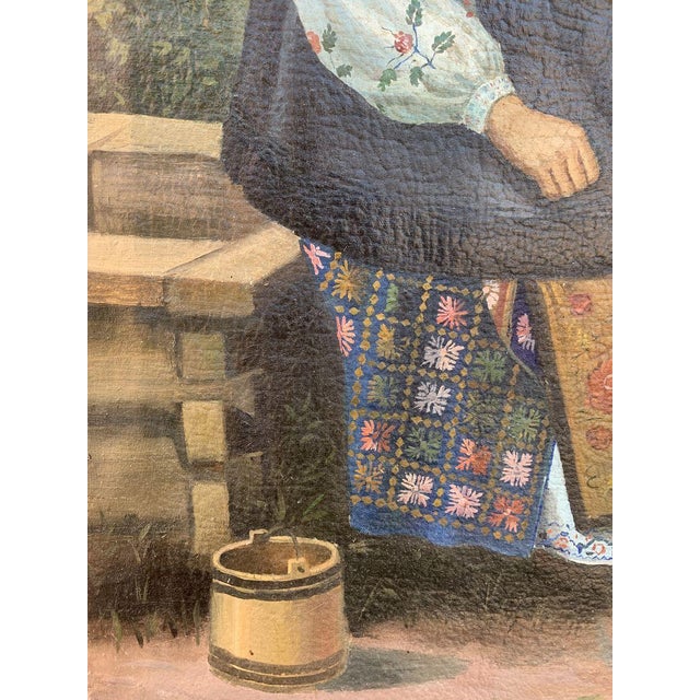 Green 1990s Oil Painting Waiting for the Groom For Sale - Image 8 of 11
