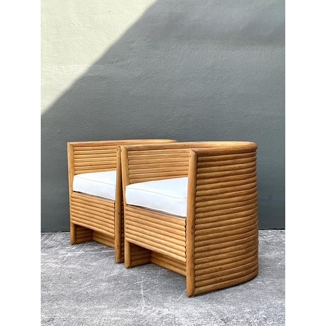 Vintage Stacked Rattan Lounge Chairs- A Pair For Sale In West Palm - Image 6 of 12