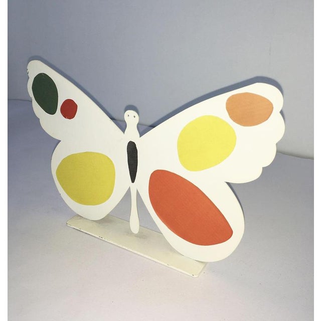 Painted White Metal Sculpture of Butterfly by Bruno Chersicla, 1980 For Sale - Image 6 of 15