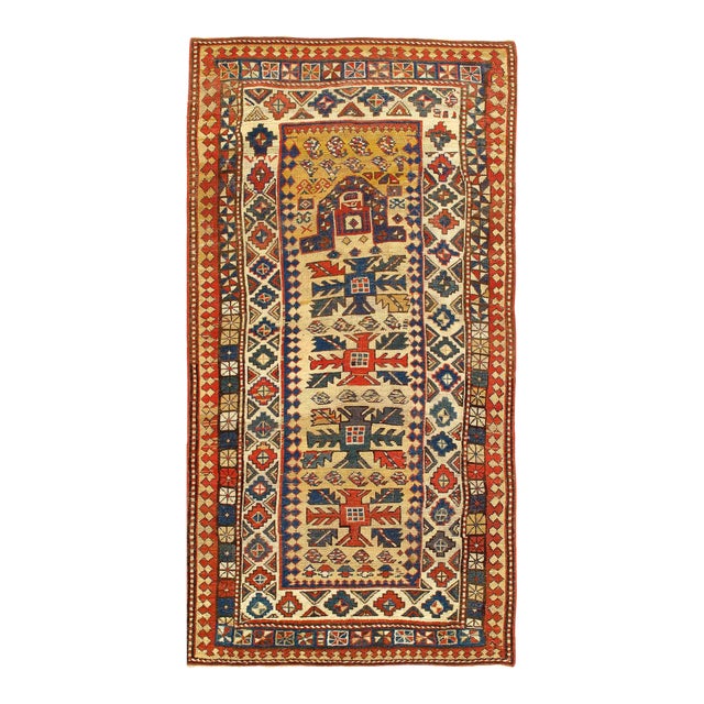 Antique Caucasian Kazak 3'5'' X 7'1'' For Sale