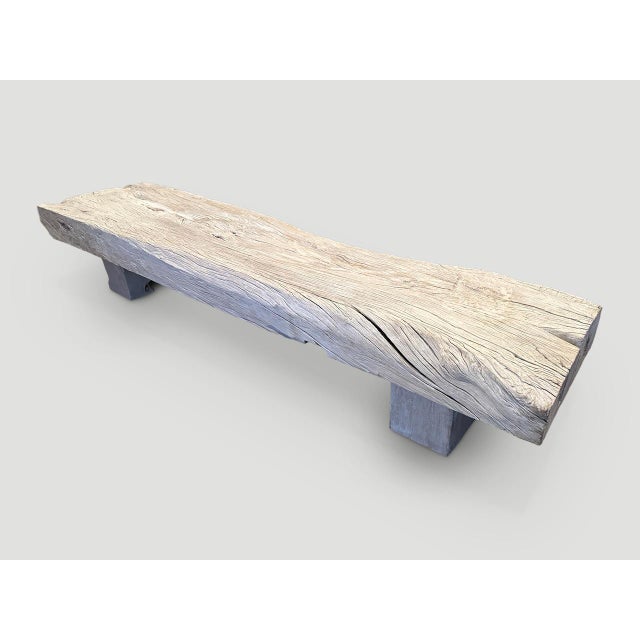 Andrianna Shamaris Bleached Teak Wood Log Bench or Coffee Table For Sale - Image 4 of 5