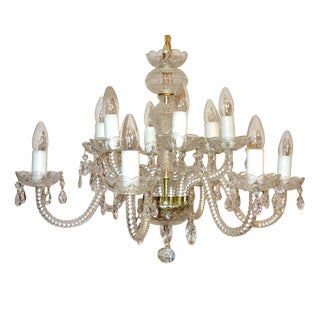 Bohemian Glass Crystal 12-Light Chandelier from Royal Dux, 1970s For Sale