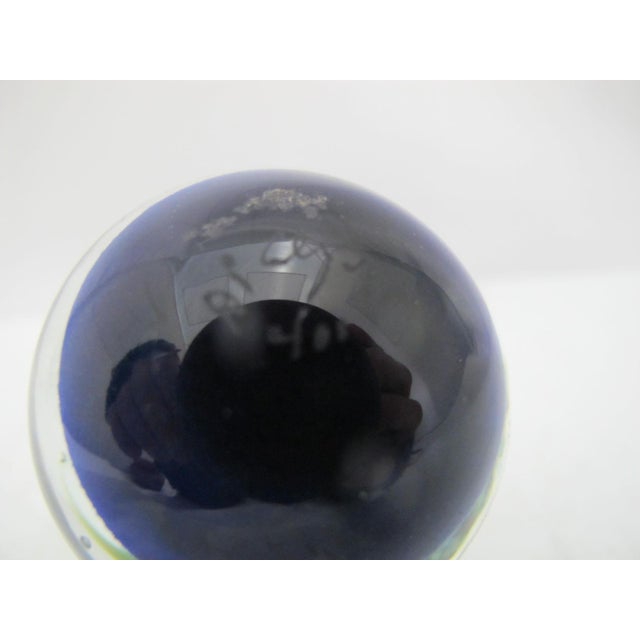 Blue David P Salazar Glass 3d Ocean Angel Fish Marble Paperweight on Stand For Sale - Image 8 of 8