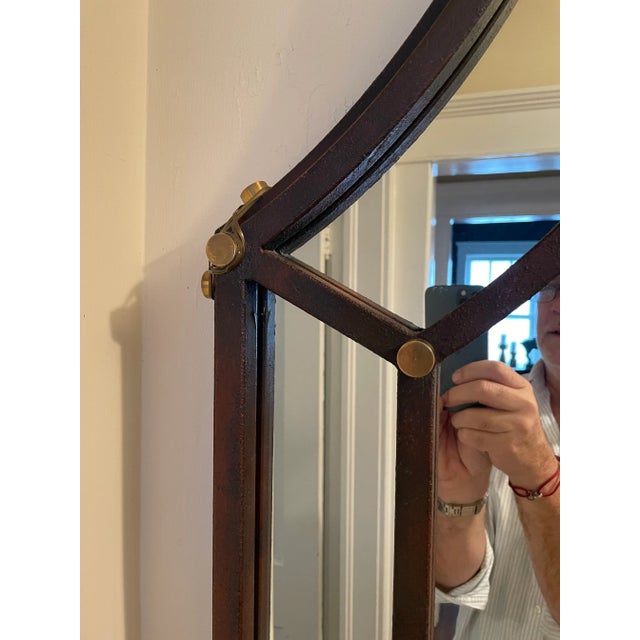 1980s Post Modern Hart Associates Iron & Brass Wall Mirror For Sale - Image 5 of 8