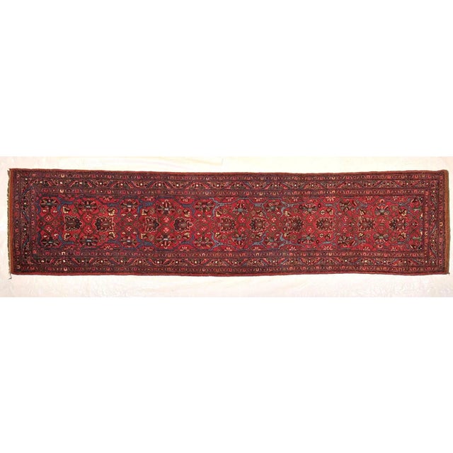 Red 1920s Vintage Persian Halvayi Bijar Runner For Sale - Image 8 of 8