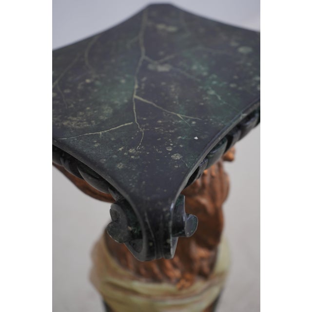 Italian Regency Goat Head Carved Polychrome Pedestal For Sale - Image 9 of 12