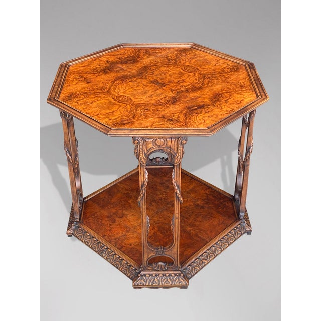 French Octagonal Burr Walnut Table, 1920 For Sale - Image 4 of 7