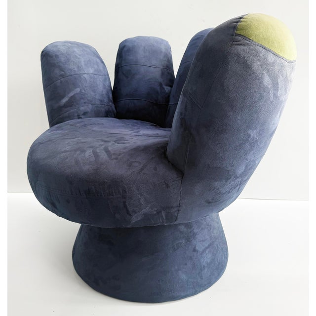 Textile Late 20th Century Original Blue Vintage Ballpark Upholstered Hand Lounge Chair For Sale - Image 7 of 9