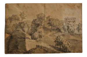 Rome, The Countryside- Original China Ink Drawing by Jan Pieter Verdussen - 1742 1742