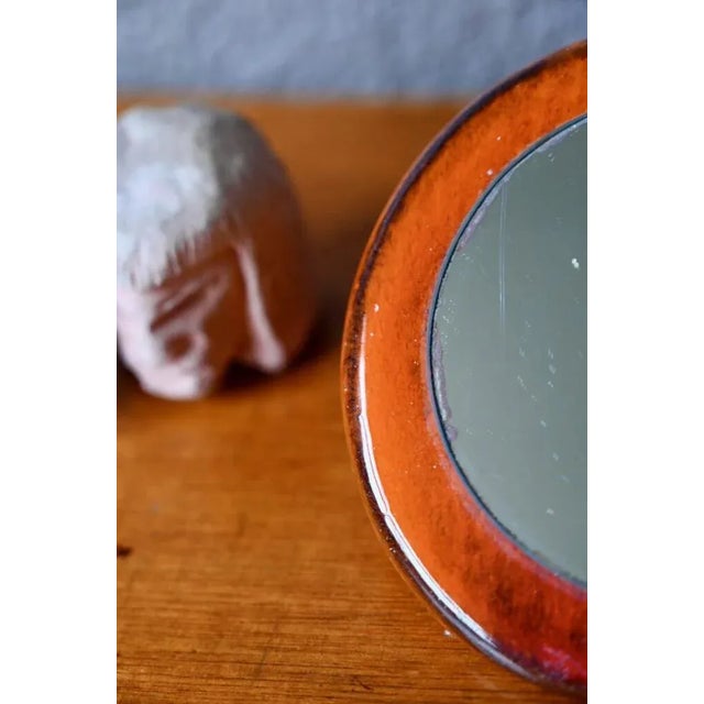 1950s French Orange Ceramic Table Mirror, 1950 For Sale - Image 5 of 7