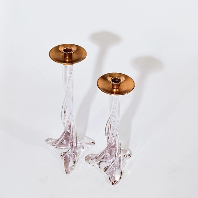 1970s French Crystal Candlesticks from Sèvres, 1970s, Set of 2 For Sale - Image 5 of 9