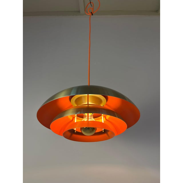 Danish Gold Orange Slatted Lamp For Sale - Image 11 of 11