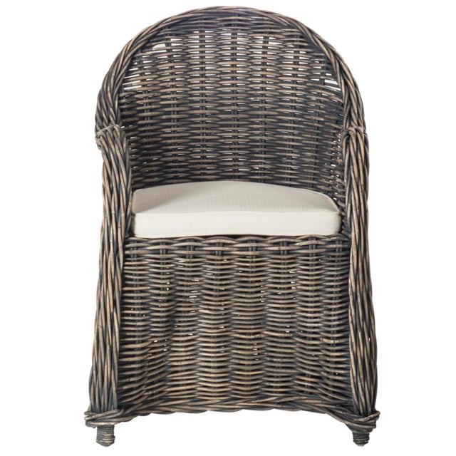 Wood Wicker Club Chair in Black Wash For Sale - Image 7 of 7
