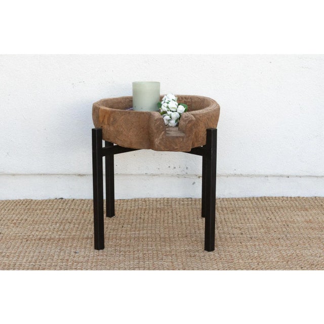Rustic Modern Antique Bowl Table For Sale - Image 10 of 10