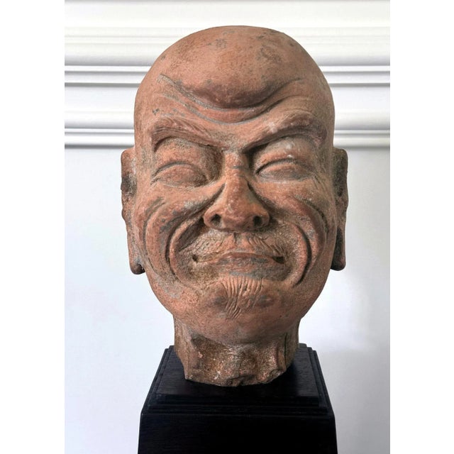 18th Century 18th Century Rare Finely Molded Terracotta Luohan Head China Qing Dynasty For Sale - Image 5 of 12