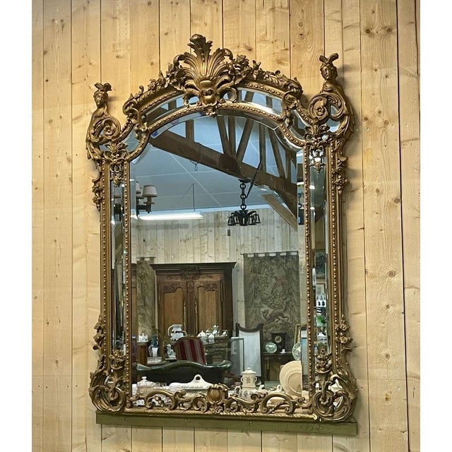 Large Louis XV Style Mirror with Side Panels, Late 19th Century For Sale - Image 9 of 9