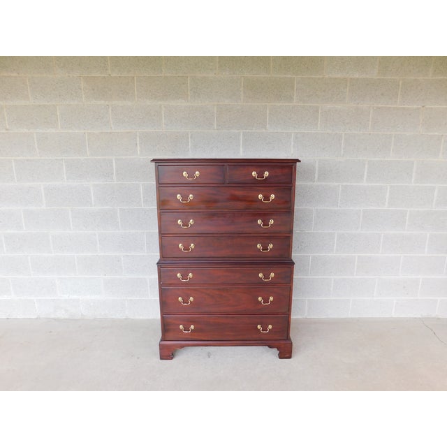 Henkel Harris Mahogany Georgian Style Chest on Chest For Sale - Image 9 of 14