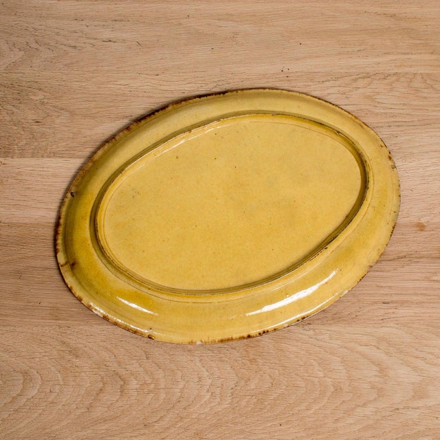 Large Vintage French Dieulefit Provencal Yellowware Glazed Oval Platter For Sale - Image 9 of 12