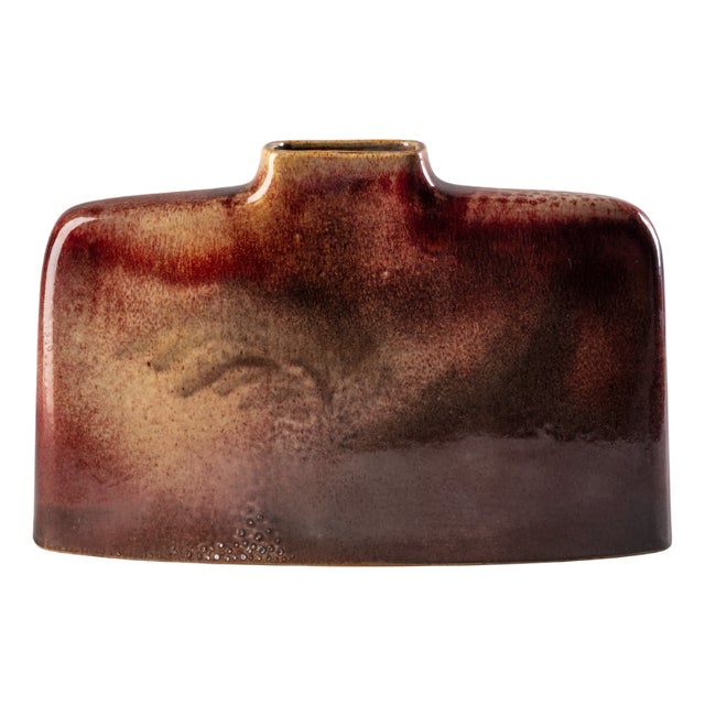 Rectangular Vase in Glazed Ceramic by Leandro Lega, 1984 For Sale