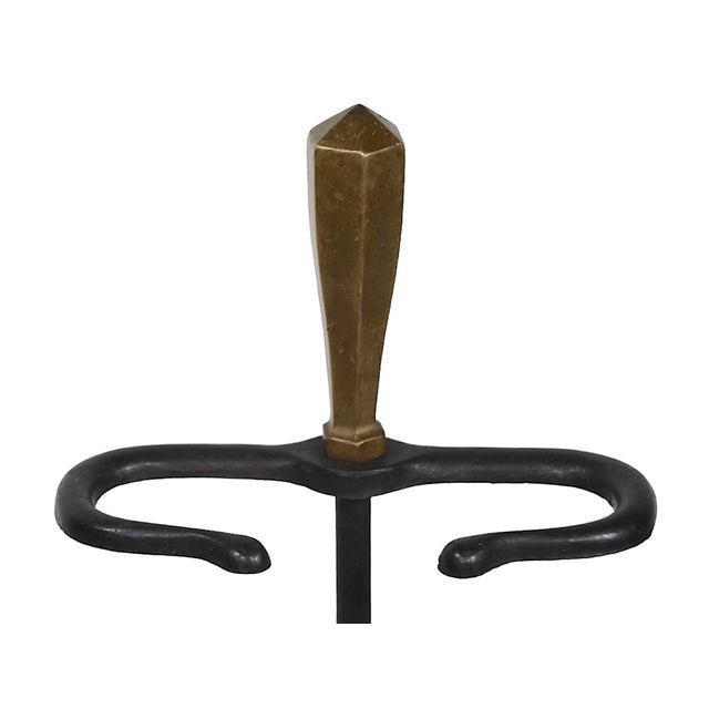 Early 20th Century Brass and Iron Fireplace Tool Stand With Shell Form Base For Sale - Image 5 of 9