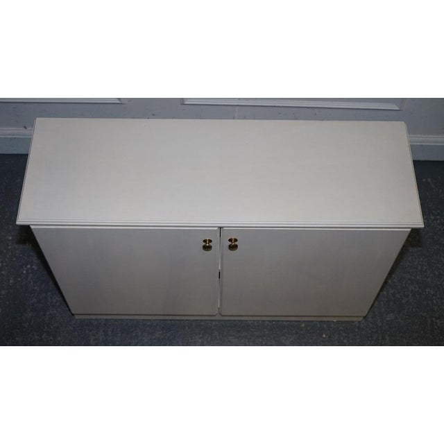 Gold Minimalist Painted White Cupboard with Brass Knobs For Sale - Image 8 of 14