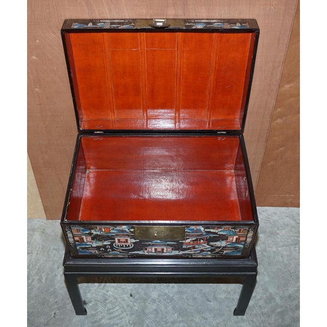 Large Vintage Chinese Hand-Painted Chests on Stands, Set of 2 For Sale - Image 18 of 18